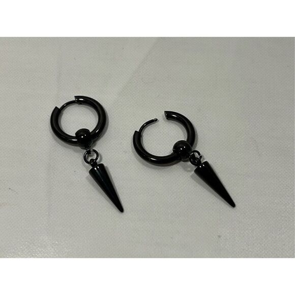 Hoop Inspired Black in Color Standard Stud Earrings - Picture 1 of 3